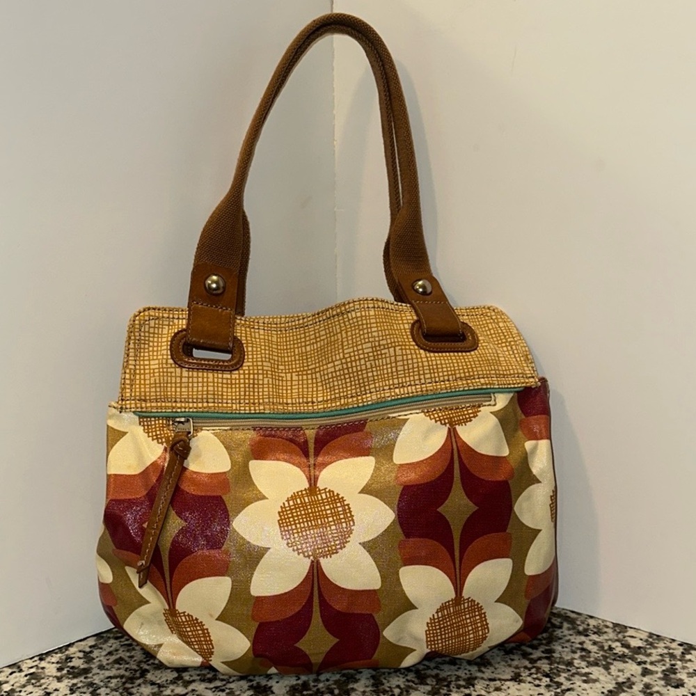 Fossil Key-Per Floral Patterned Tote Bag